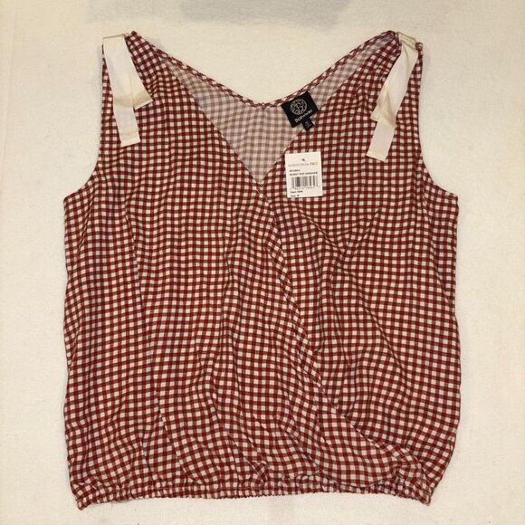 Bobeau Surplice Top Size M Women Burnt Red Gingham Sleeveless/Patriotic/vacation - Picture 4 of 4